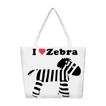 

Women printing canvas High capacity Shoulder bag White zebra