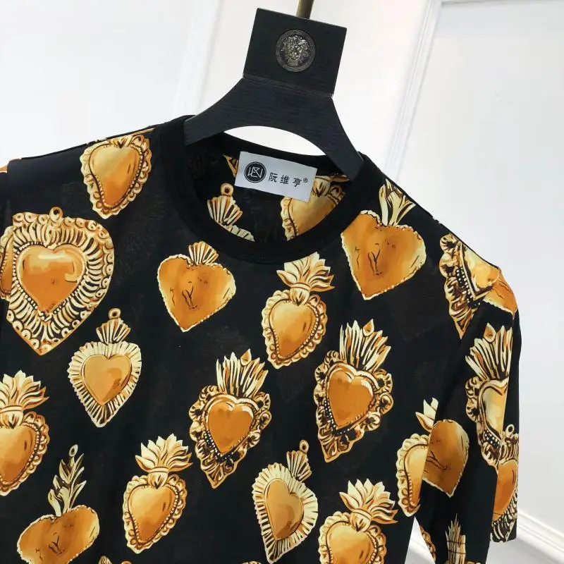Осень 19fw новые модные футболки Королевская корона сердце печать футболка для мужчин хлопок известный бренд одежда Топ Ретро