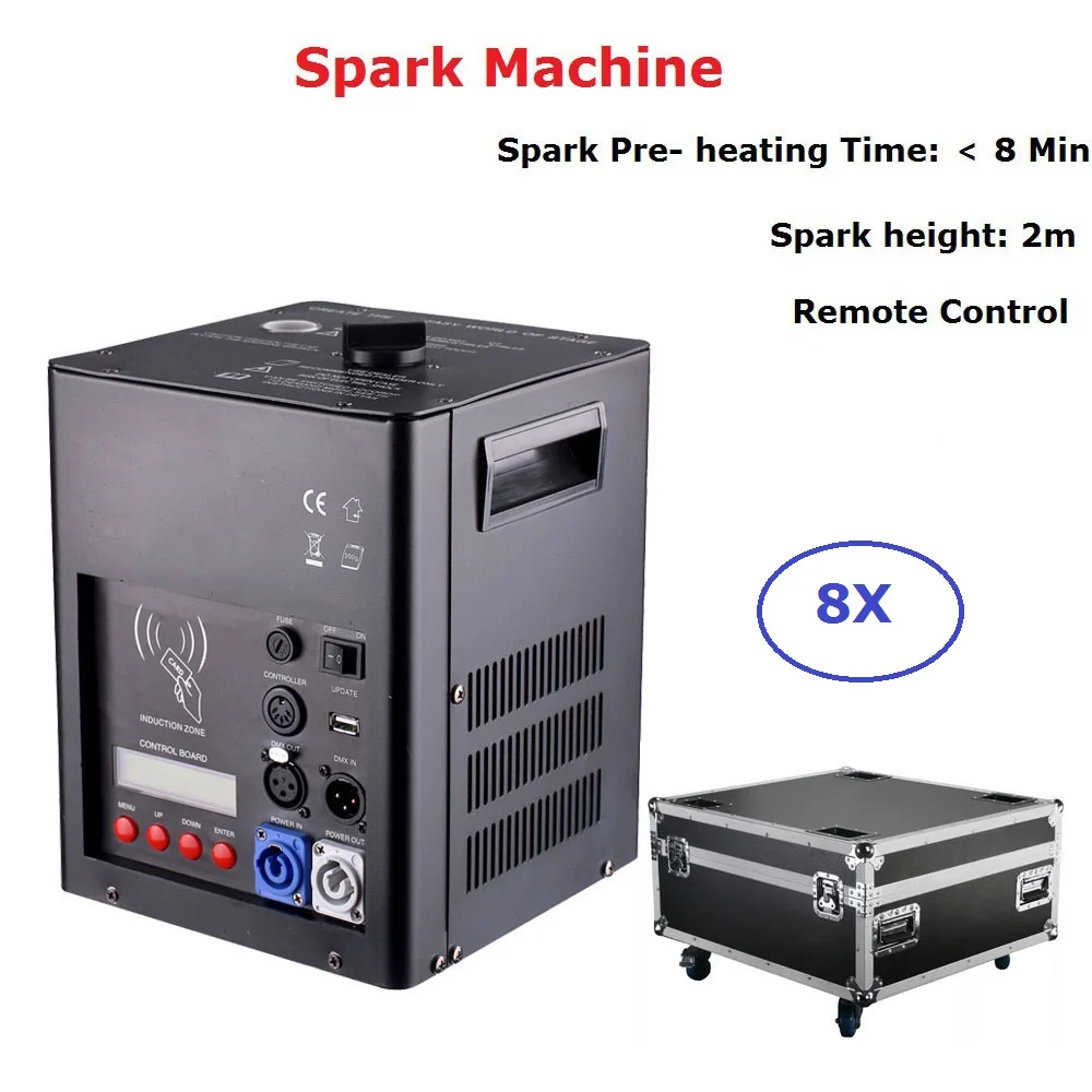 8 Units High Power 500W Portable Cold Spark Fireworks Machine DMX