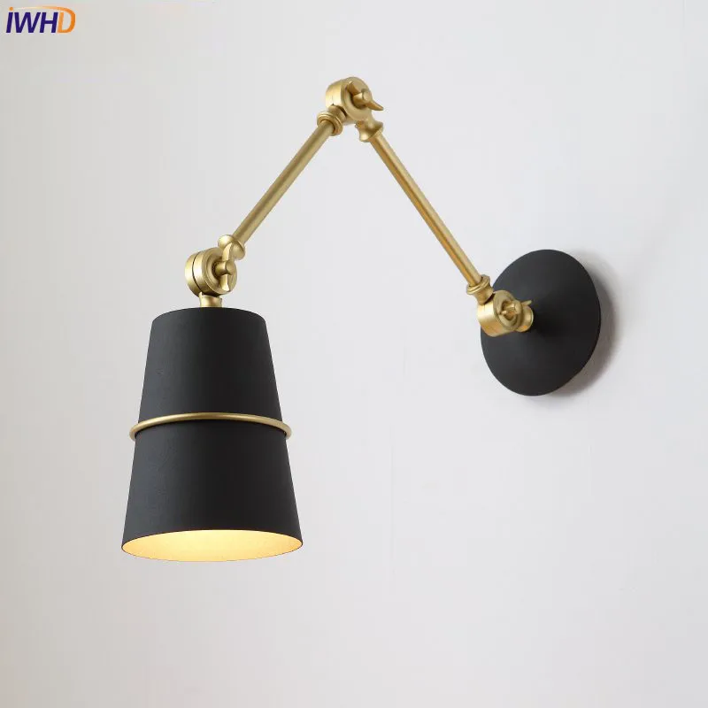  IWHD Nordic Iron Swing Long Arm Wall Light Living Room Beside Lamp Modern LED Wall Lights Sconce Ar - 32818275458