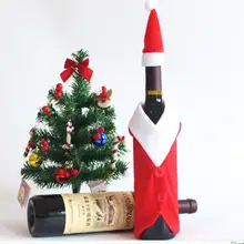 400 шт. Веселая Chirstmas украшения бутылки вина подарочный Обёрточная бумага партия декор Красный Санта-Клаус платье Симпатичные Hat