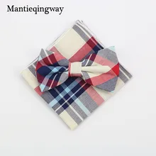 Mantieqingway хлопчатобумажные галстуки-бабочки мужская клетчатая галстук-бабочка носовой платок набор свадебный жаккардовый Карманный квадратный полотенце для сундуков Papillon Neckwear