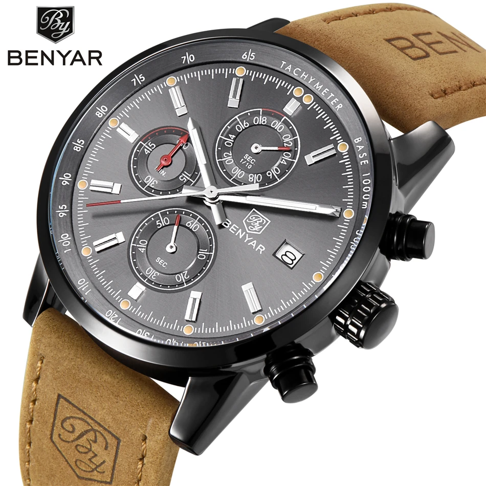 Reloj Hombre 2018 Топ люксовый бренд BENYAR модные хронограф спортивные мужские часы Военная Кварцевые часы Relogio Masculino