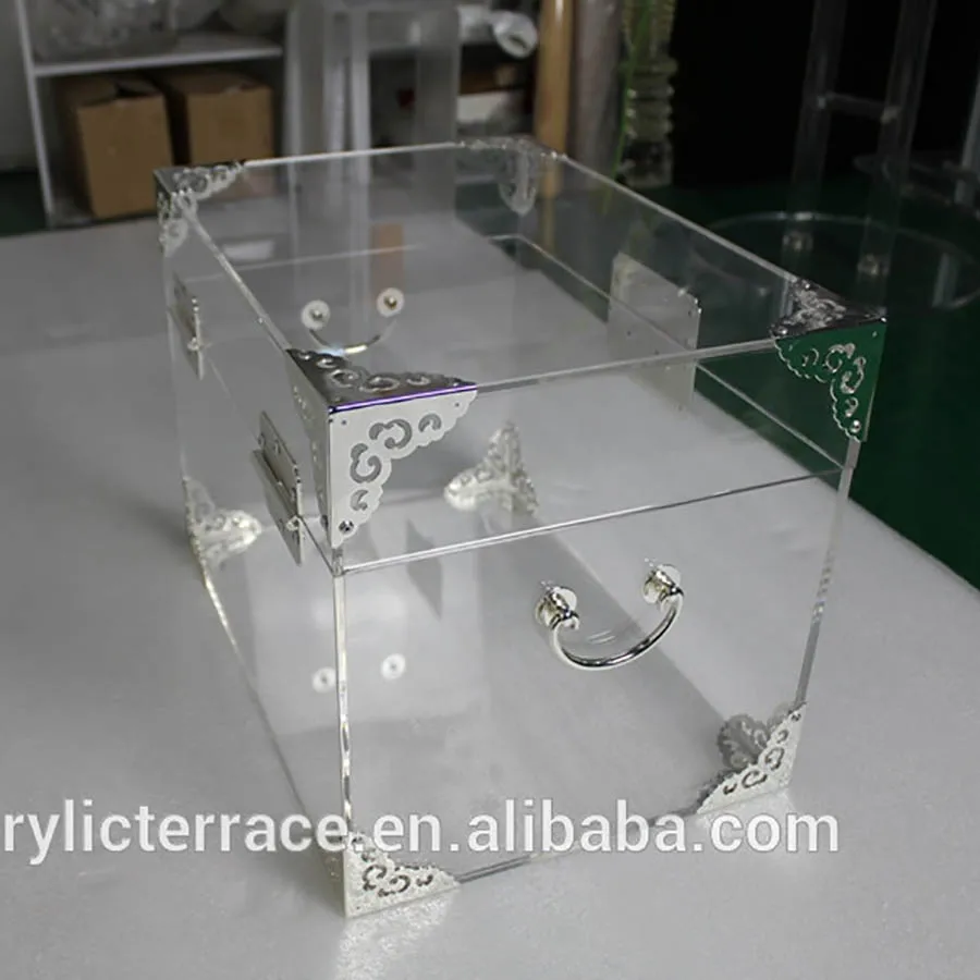 ONELUX Clear Acrylic Storage Chest ,Lucite Trunk Coffee Table- 2 color options for the metal decor