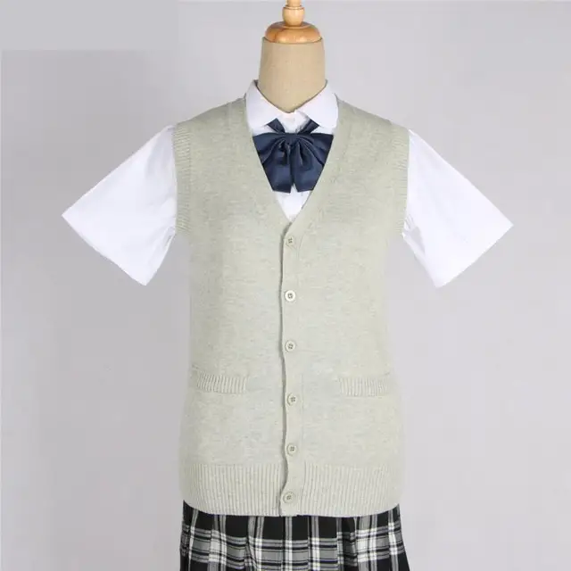 Japanese Girl College Uniform Knitted Cardigan Vest Campus Students