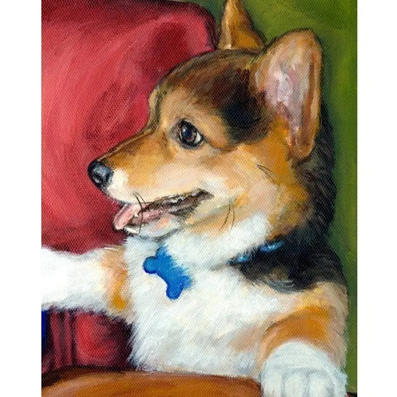 Алмазная картина Corgi полностью sqaure алмазная для собак вышивка крестиком 5d diy