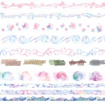 

8Designs Sky/Rainbow/Flowers/Lace/Letter/Cloud Pattern Japanese Washi Decorative Adhesive DIY Masking Paper Tape Sticker Label