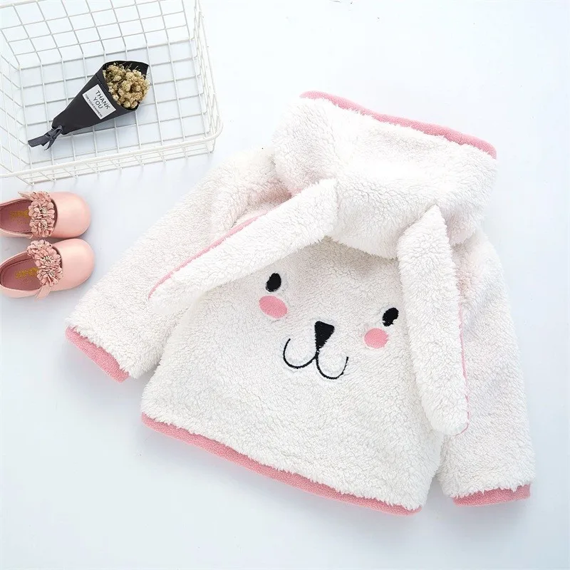 

Fashion Kids Clothes Cute Bunny Baby Girl Hoodies Warm Toddler Girl Winter Clothes Casual Lamb Cashmere Children's Clothing
