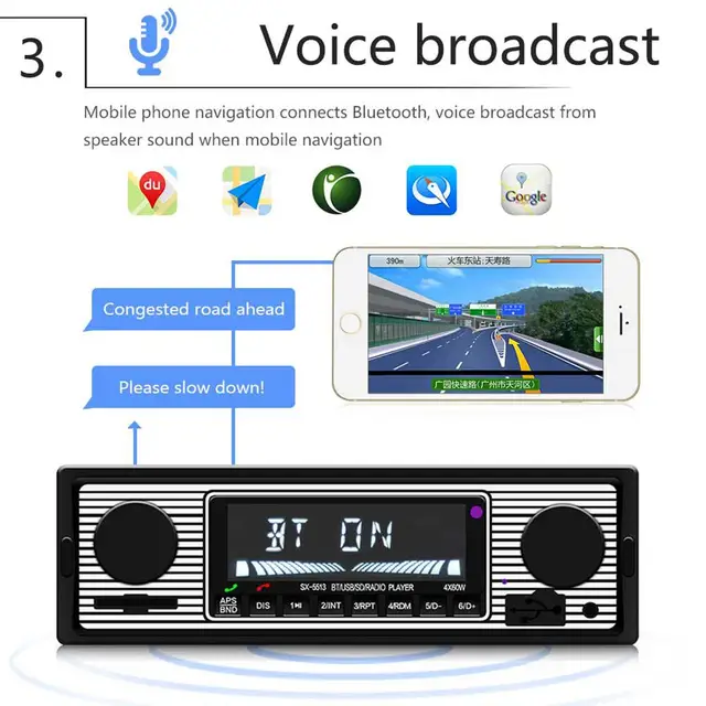 Retro Oldtimer Autoradio Bluetooth Stereo Player USB MP3 1DIN Oldtimer +  FernbedienungAutoradio, Radio Retro Vintage