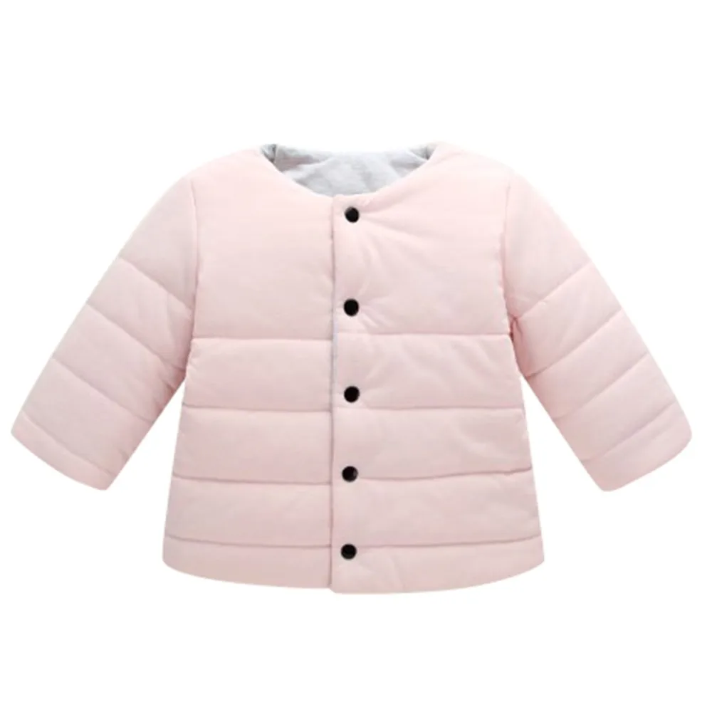 Pink Осенне-зимняя детская куртка детское зимнее однотонное пальто для маленьких девочек и мальчиков куртка-плащ плотная теплая верхняя одежда Детские пальто - Цвет: Pink