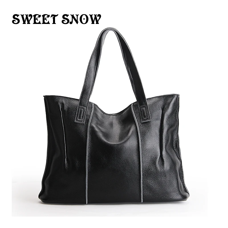 

SWEET SNOW New Genuine Leather Handbag Head Layer Cowhide Women Hand bag Luxury Designer Shoulder Bag Fashion Portable Totes bag