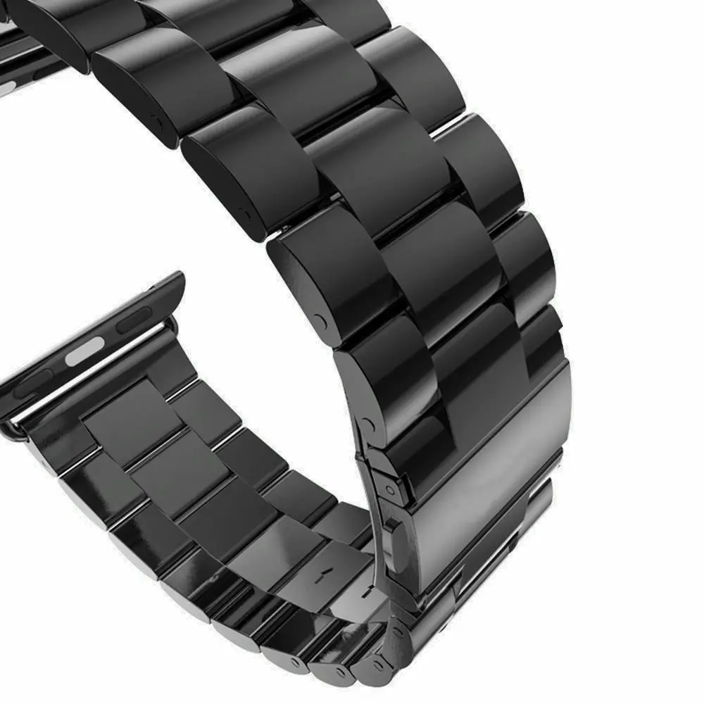 Складная Пряжка для Apple Watch 38 40 42 44 мм черный золотистый ремешок из нержавеющей