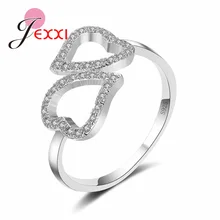 Высокое качество простой стиль сердце к сердцу дизайн 925 пробы Серебряное кольцо свадебные хрустальные кольца модное кольцо сердце