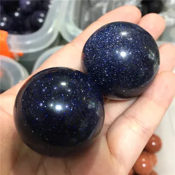 

1PC Beautiful Natural Blue Sand Stone Crystal Sphere Ball Flashing Energy Stone Healing Polished Gemstone Home Decoration Gift