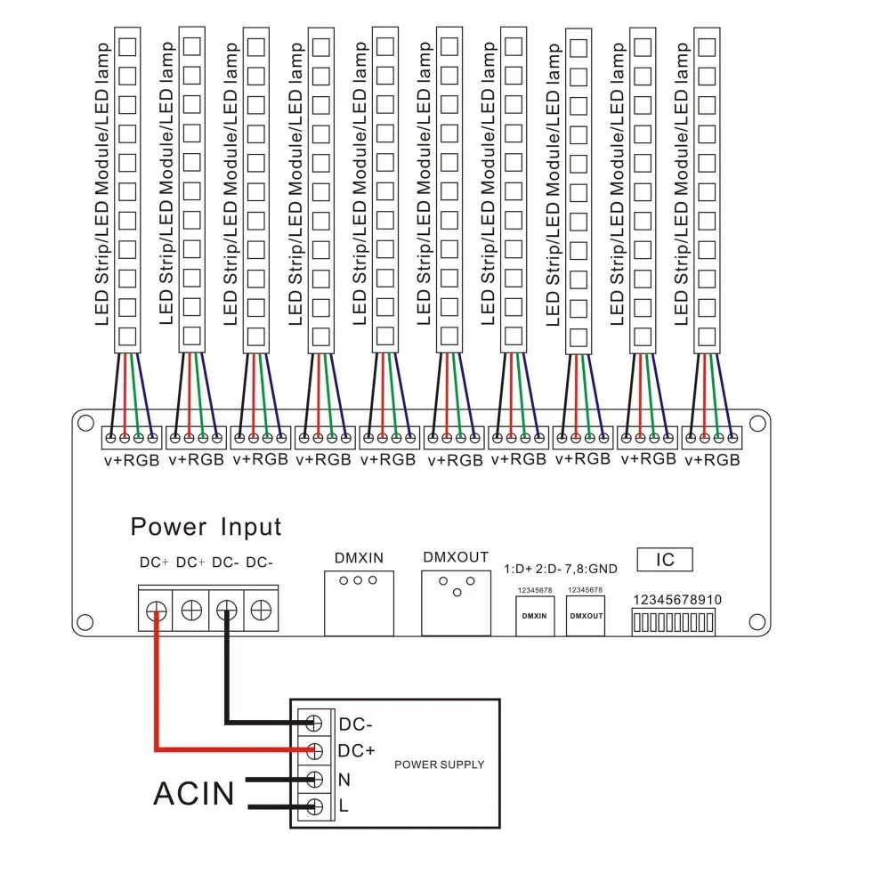 30 канальный DMX декодер с RJ45 и XLR вилкой 27 канальный DMX512 декодер для DC12V-24V RGB контроллер 60A dmx диммер