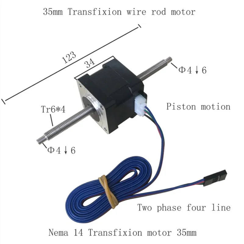 NEMA 14 неакционный шаговый двигатель линейного типа непленительный шаговый двигатель NEMA 14 с разной длиной Tr6* 4 свинцовый винт