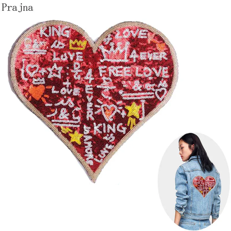 

Prajna Large Love Heart Patch Pride Sew On Patches Cheap Embroidered Patches For Clothes Fashion Cartoon Cute Badge DIY Applique