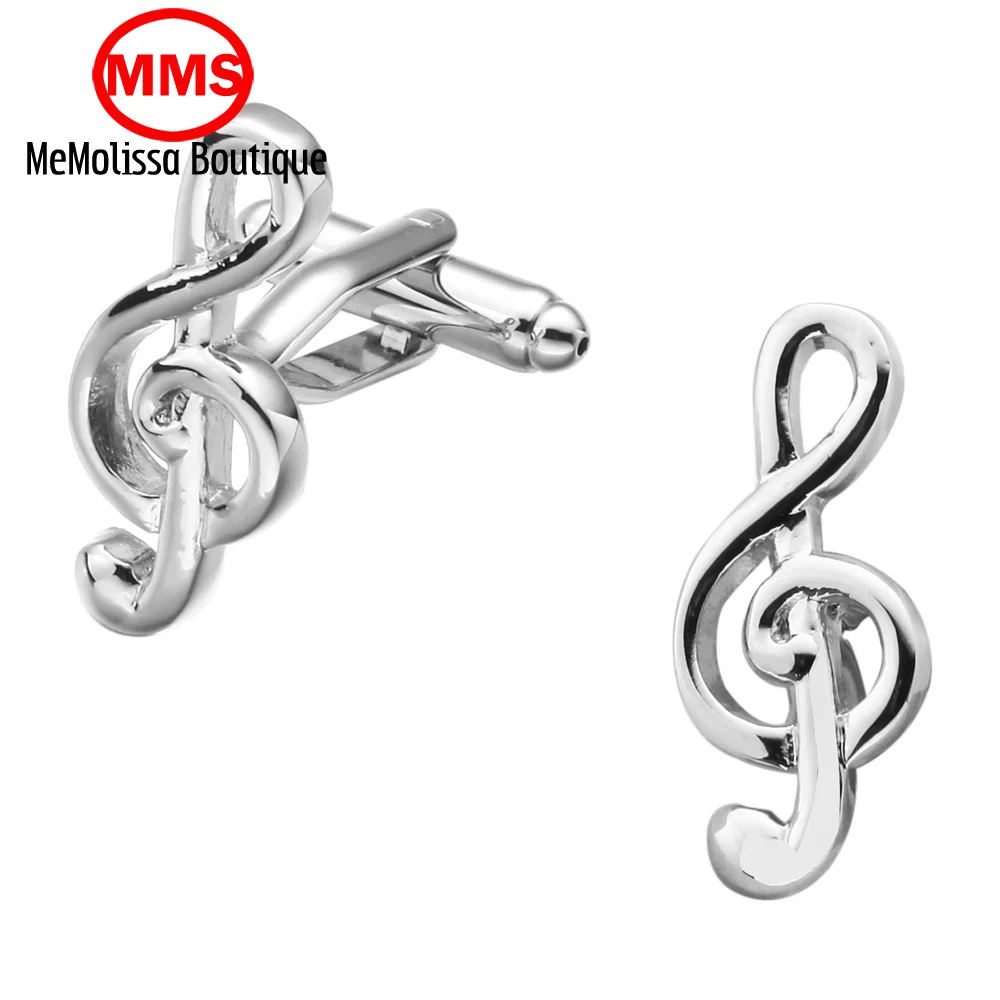 MeMolissa Musical Note Cufflinks Music Themed Gifts Wholesale Cuff Link Silver Platedin Tie