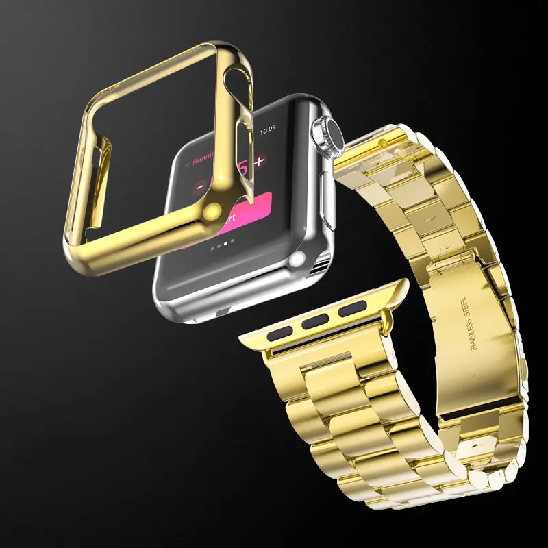 gold apple watch band and case