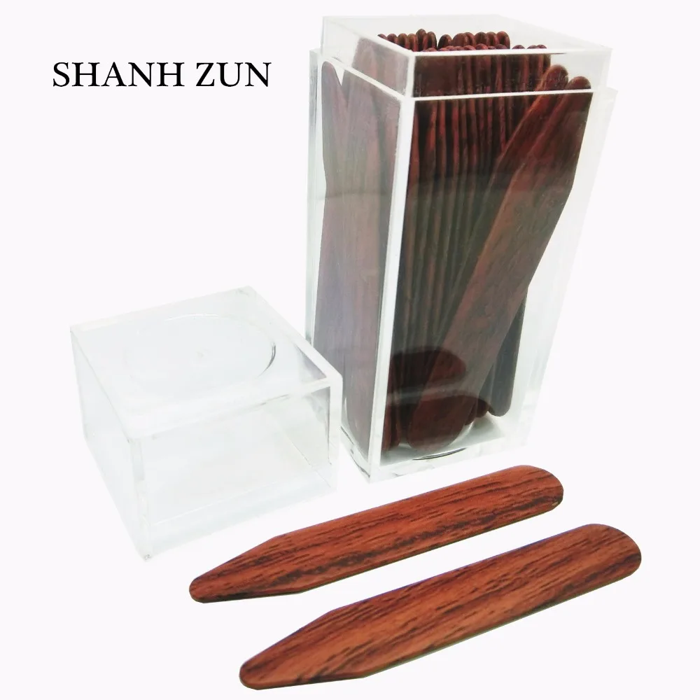 SHANH ZUN 30 pcs Plastic Collar Stays Printing Wood Texture Best Shirt