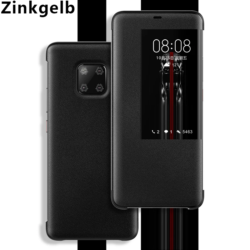 

For Huawei Mate 20 Pro Case Cover Luxury Slim PU Leather Hard Plastic Smart View Window Flip Phone Case for Mate 20 Back Cover