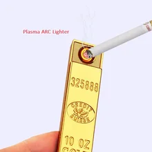 FOCUS USB Electronic Cigarette Lighter Flameless Windproof Portable Lighter Gold Bullion Plasma Arc Lighter Gadgets for Men