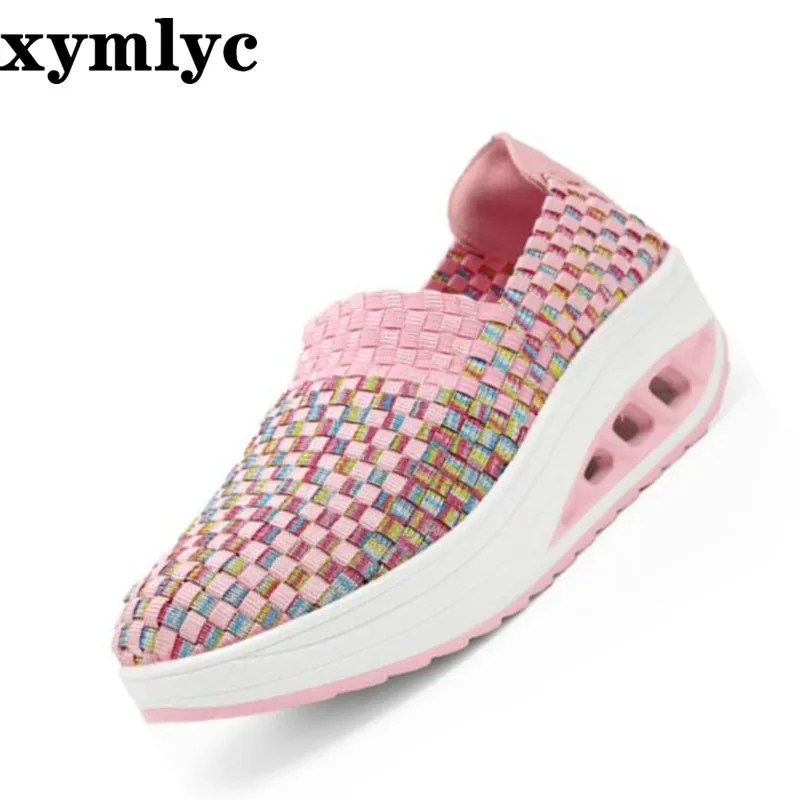 New women's non-slip breathable hollow mesh shoes thick bottom round head casual flat shoes set foot shallow mouth single shoes