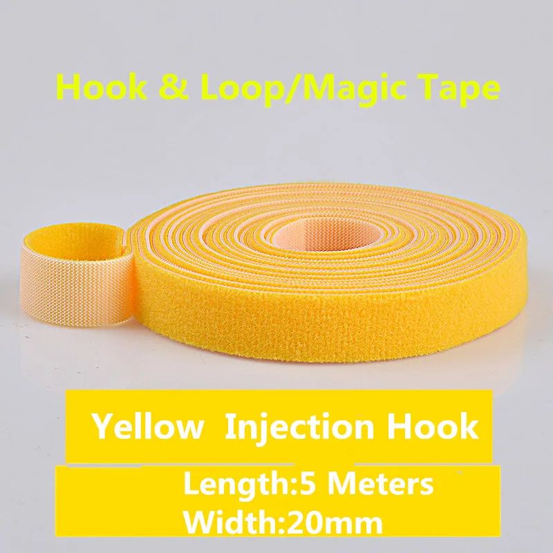 

1PCS MT002-8 Yellow Hook&loop Nylon Fastening Tape Magic Tape Strap Width 20 mm Cable Tie 5 Meters Injection Hook Free shipping