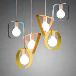 Новый современный краткое творческий конфеты Цвета гладить геометрический LED E27 подвесной светильник для Обеденная Гостиная Спальня деко
