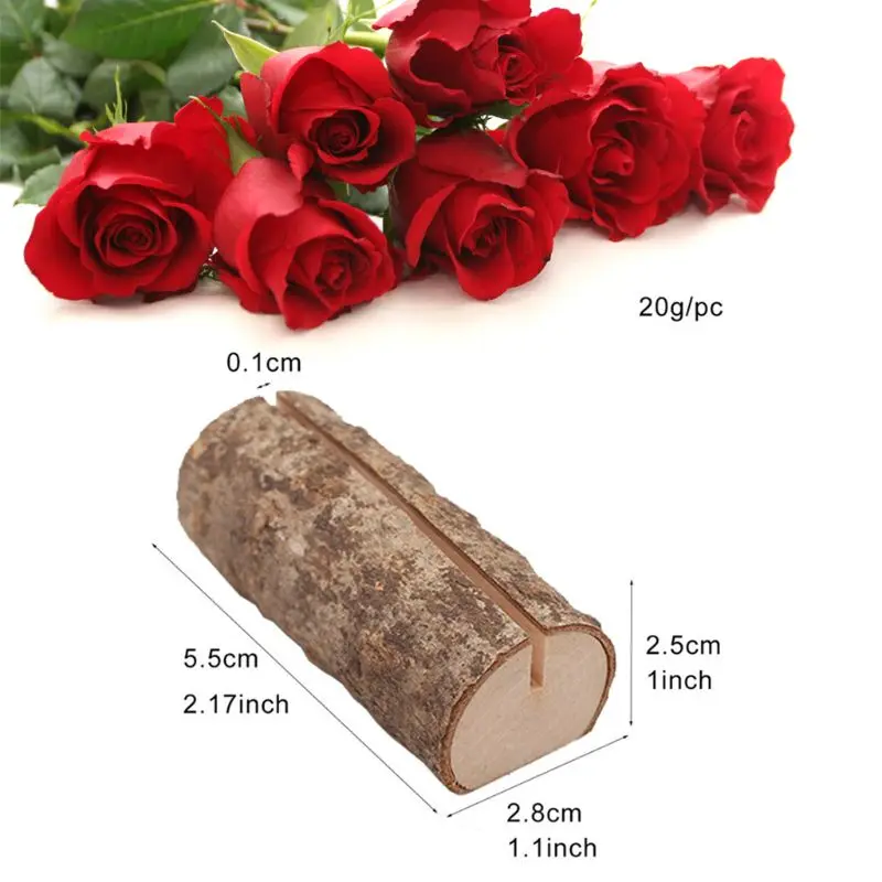 10pcs Wooden Stump Shape Wedding Party Reception Stand Number Name Table Menu Picture Photo Clip Place Card Holder