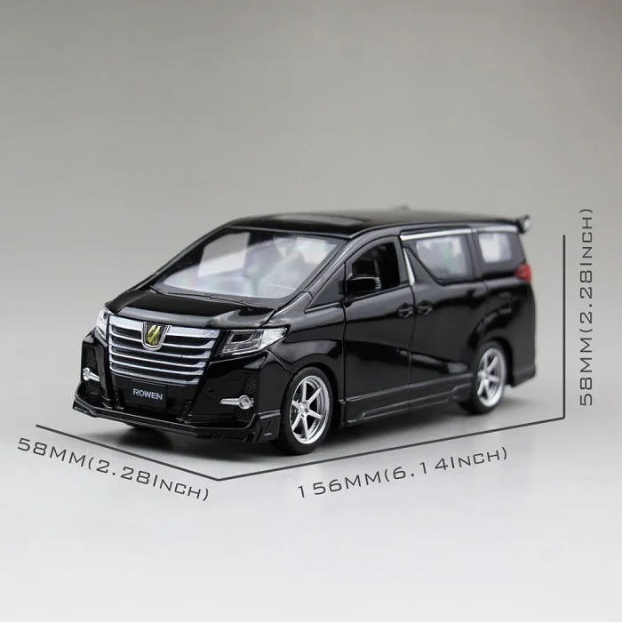 1/32 JACKIEKIM ALPHARD ROWEN Япония Премиум s-класс литья под давлением Модель автомобиля игрушки для детей звуковое освещение Вытяните назад Подарки - Цвет: Black(no box)