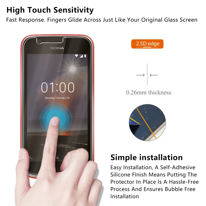 2.5D 0,26 мм 9H Премиум Закаленное стекло для Nokia 1 Защитная пленка для Nokia 1