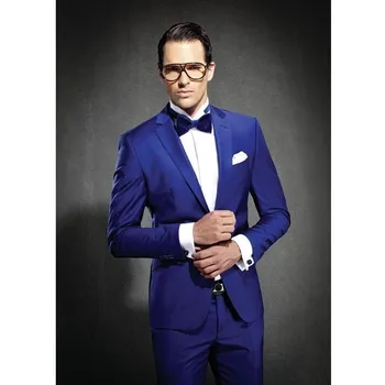

Newest Slim Fit Groom Tuxedos Royal Blue Best man Suit Notch Lapel Groomsman Men Wedding Suits Bridegroom(Jacket+Pants)