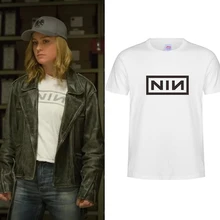 Марвел Капитан Carol Danvers фильм тот же стиль NIN Nine Inch гвозди o-образным вырезом короткий рукав Футболка косплей костюм футболка женская