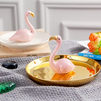 

Nordic Decor Porcelain Plate Flamingos Rabbits Decor Jewelry Tray Candy Dish Small Jewelry Rack Desktop Decor Creative Girl Gift