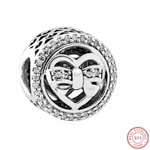 925 стерлингового серебра любящие Галстуки шарики для украшений вырезанные сердца и мерцающие CZ DIY Fit PANDORA Подвески для изготовления ювелирных изделий FL584