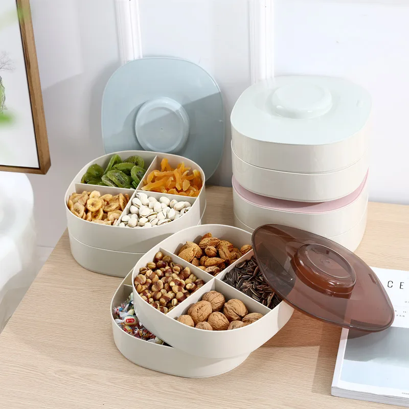 

2 Container for Food Lunch Boxes Organizer with Lid Picnic Bento Food Container Storage Kitchen Fruit Nuts Snack Box Toy Box