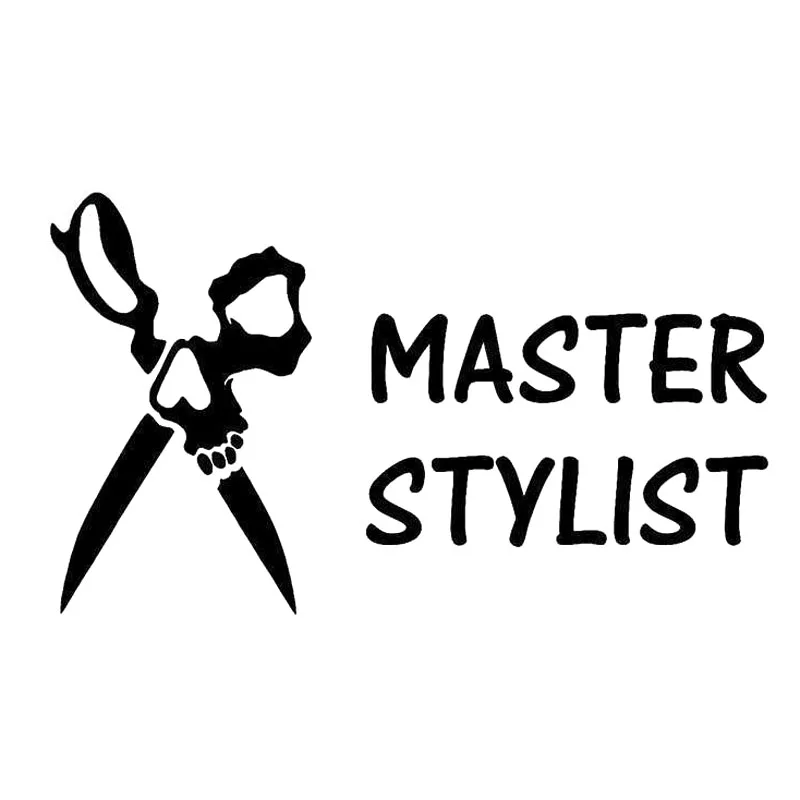 14x8.6 Cm Master Hairdresser Stylist Skull Scissors Originality Vinyl Decal Car Sticker Car-Styling | Автомобили и мотоциклы