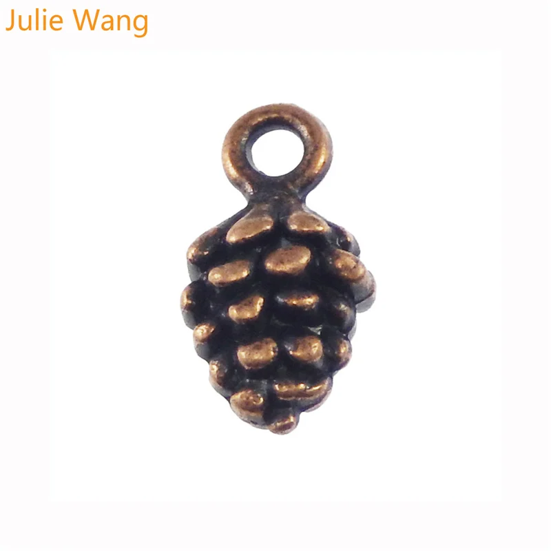 

Julie Wang 15PCS/lot Zinc Alloy Antique Bronze Pine Cones Shape Pendant Charms Necklace DIY Jewelry Finding Accessories