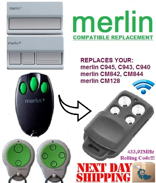 

For Merlin C945,C943, C940, CM842, CM844, CM128 garage door remote control duplicator 433.92Mhz Rolling code free shipping