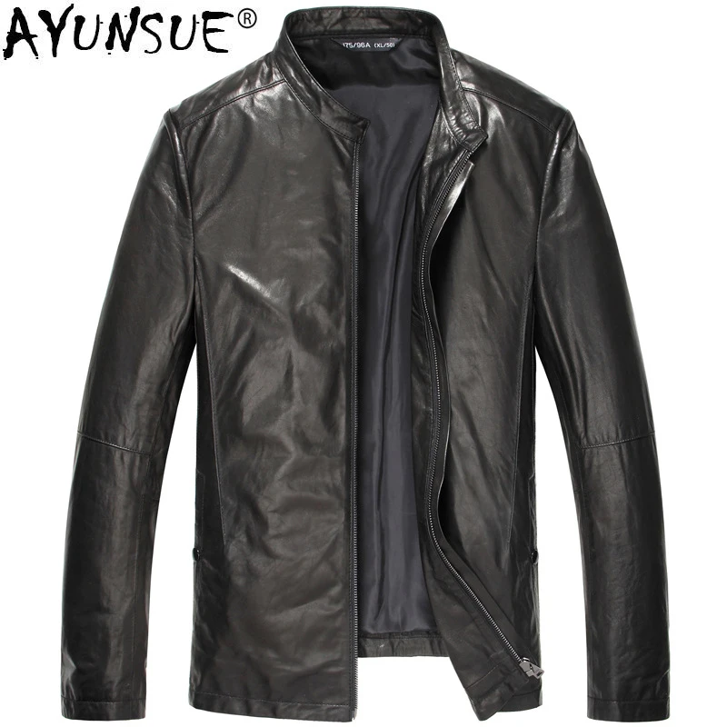 

AYUNSUE Genuine Leather Jacket Men Short 100% Sheepskin Coat Vintage Slim Leather Jackets 2020 Veste Cuir Homme 15S1420 KJ2428