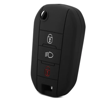 

3 Button Silicone Rubber Car Key Case for Peugeot 3008 208 308 508 408 2008 Protector Cover Holder Skin Car Accessories
