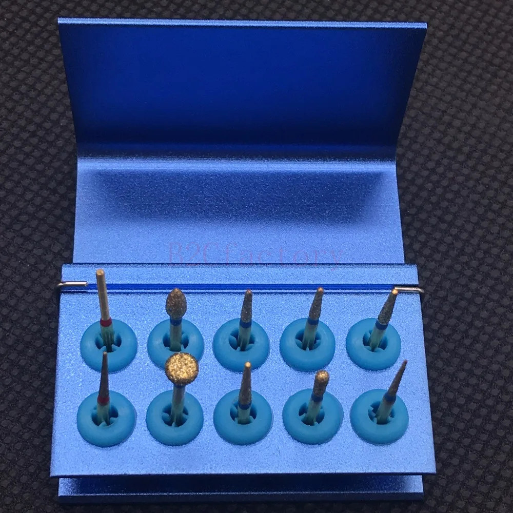 Dental preparation burs Set Porcelain veneer With dental 10holes case