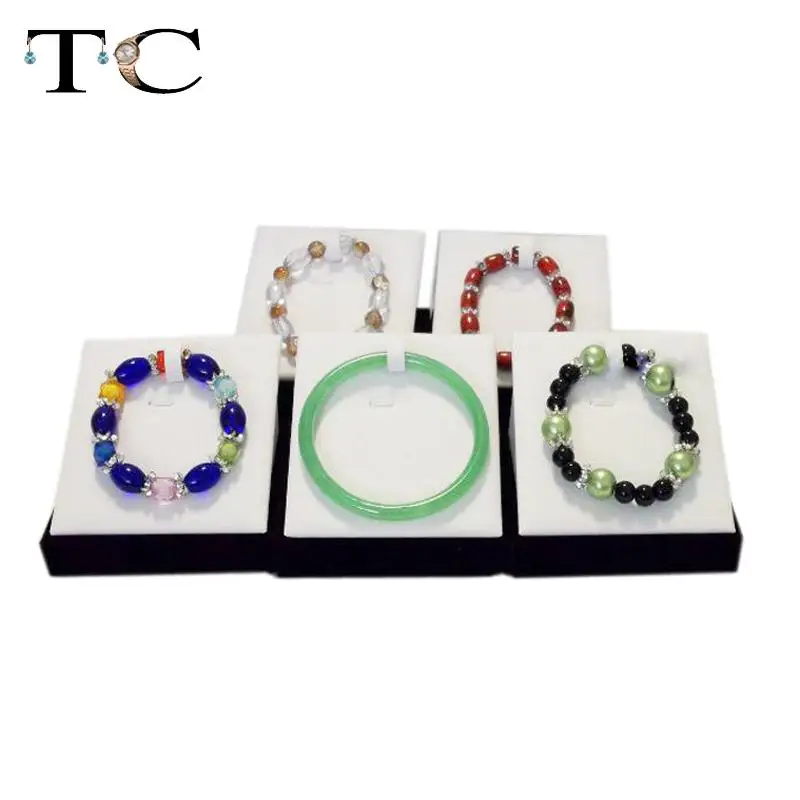 Jewelry Display Silver Props Bracelet Bangle Holder Earring Stand Ring Stents White PU Leather Jewelry Organizer Cases