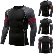 Quick Dry Compression Men's Long Sleeve T-Shirts Running Shirt Fitness Tight Tennis Soccer Jersey Gym Fashion Print Sportswear