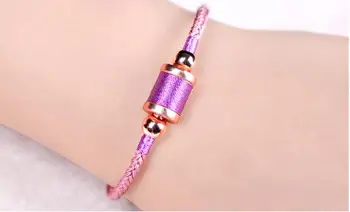 

2019 new wholesale silver handwoven ladies bracelet multicolor pink lucky bracelet