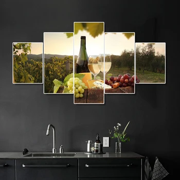 

Laeacco 5 Panel Wine Cellar Vineyard Posters and Prints Wall Artwork Canvas Painting Kitchen Home Living Room Decoration