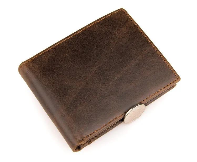 Мужской кошелек из натуральной воловьей кожи, короткий кошелек для монет, небольшой винтажный кошелек, брендовый Высококачественный винтажный дизайнерский 8054B - Цвет: Brown
