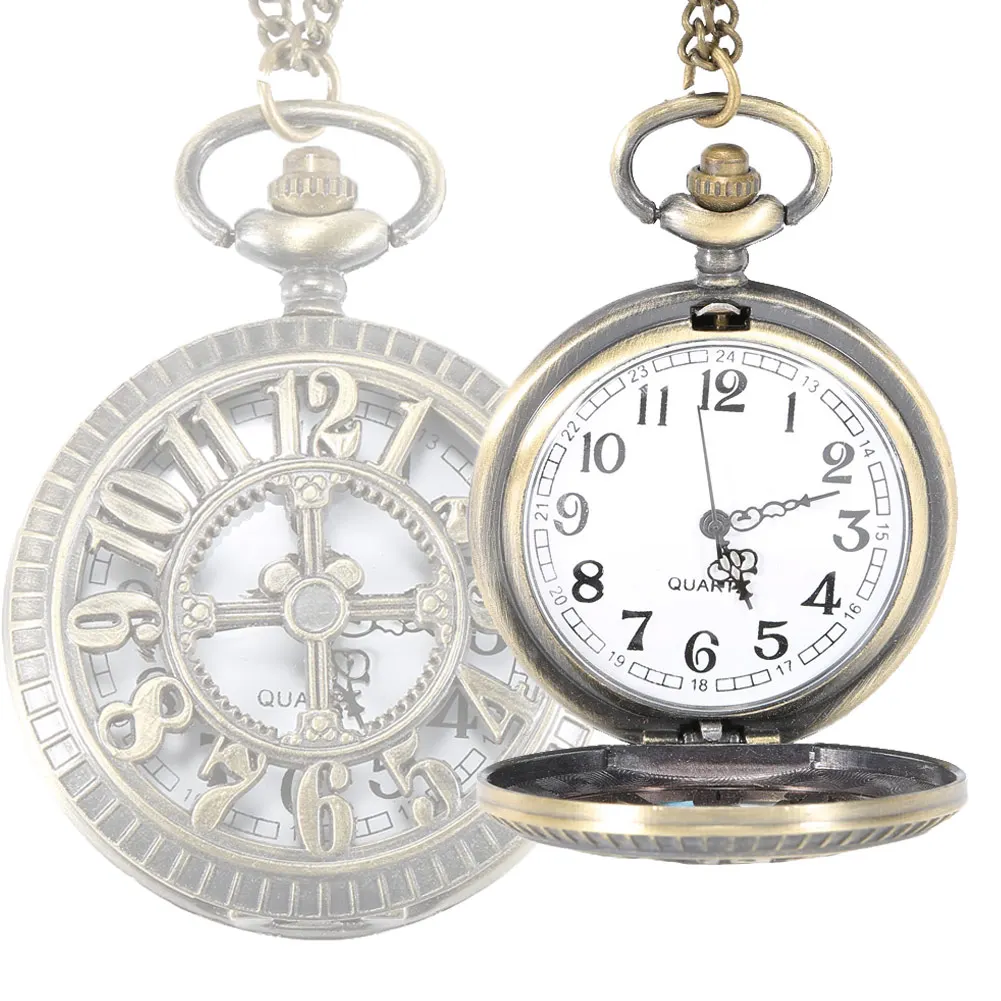 Birthday Gift Watch Vintage Hollow Cross Digital Pocket Watch Steampunk
