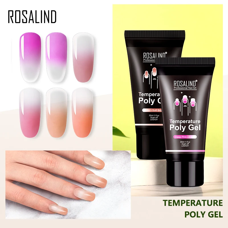 

6 Colors 30ml Crystal Extend UV Nail Gel Temperature Change Poly Gel Extension Quick Builder LED UV Gel Nail Art Tool TSLM1